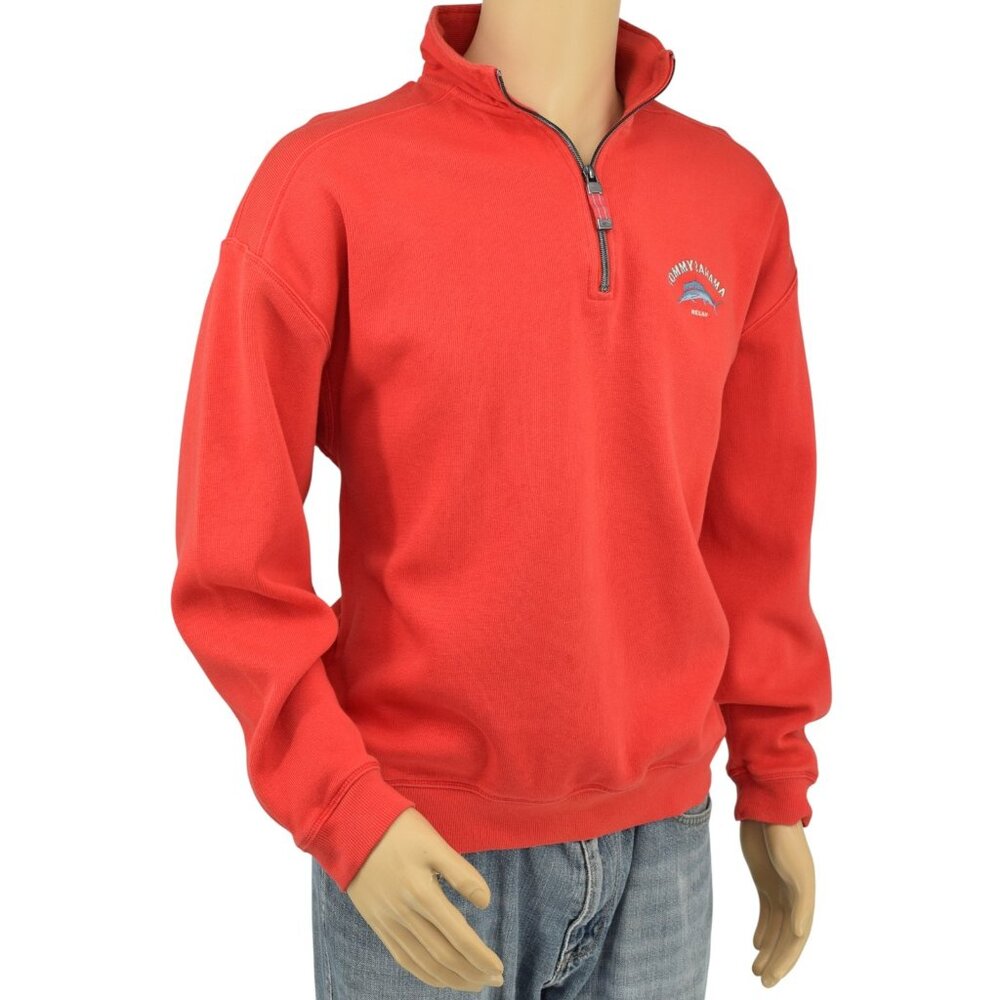 Tommy Bahama Aruba Relax Red 1/4 Zip Long Sleeve Pullover Cotton Sweater Men's L - Picture 3 of 11